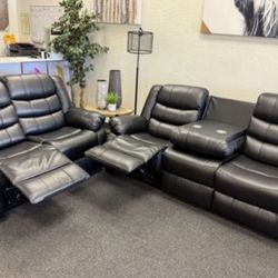Reclining Sofa And Loveseat In Dark Brown
