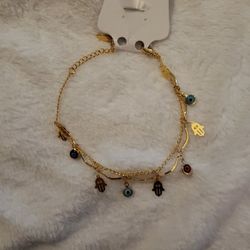 Evil Eye And The Hand Of FATIMA ANkLE Bracelet 