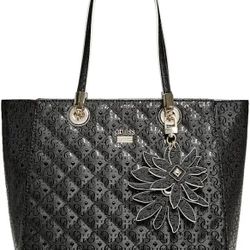 Guess Black Floral Embellished Tote Bag
