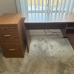 Desk with file cabinet