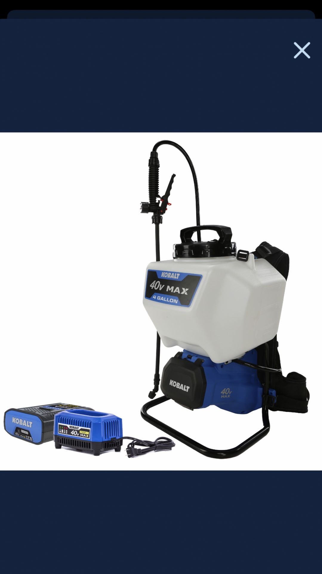 Kobalt 4 Gallon Backpack Sprayer 40v Tool Only