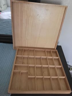 Wooden Compartment Storage Box with Lid