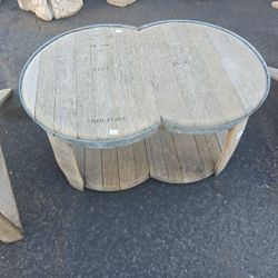 Vintage Barrel-Stave Coffee Table (Weathered Wood) 