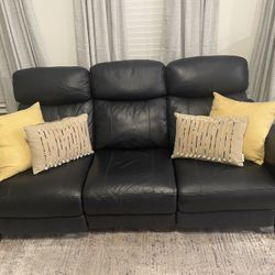Leather power recliner couch