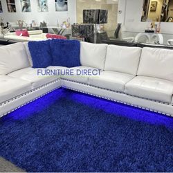 Beautiful White Modern Sectional On Sale Now With Free Pillows Features Led Light Don’t Miss Out Now 50% Off