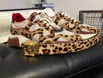 Versace Leopard Print Sneakers with Medusa Detail Belt