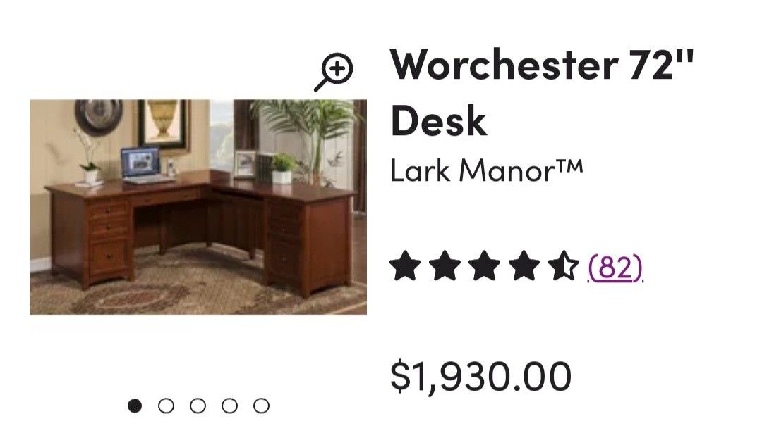 Office Desk With File Cabinet ( L Shape ) Natural Wood