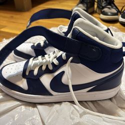 Kids 6.5 Blue And White Nikes Mid