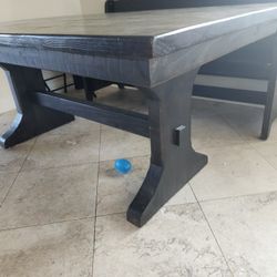 Cheap Nice Darrk Wood Table With Bench And Leaf.