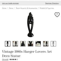 Black Ceramic Lovers Sculpture – Vintage Style Modern Abstract Couple Statue