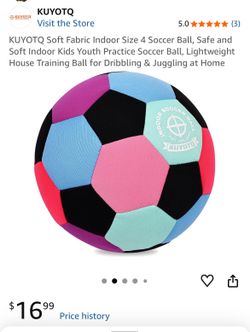 Soft Fabric Indoor Size 4 Soccer Ball, Safe and Soft Indoor Kids Youth Practice Soccer Ball, Lightweight House Training Ball for Dribbling & Juggling 