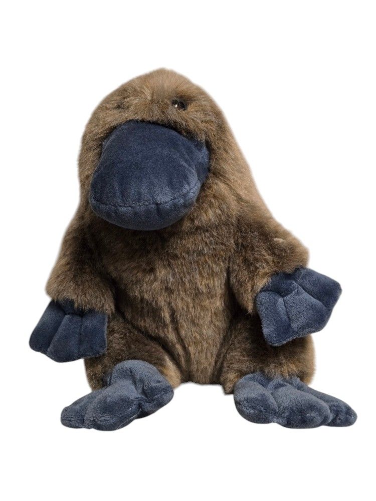 Plush Gund platypus brown fur blue eyes beak and feet 9"