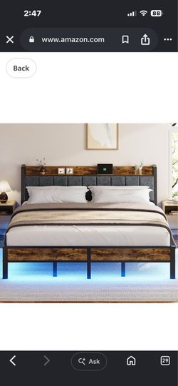 King Size Bed Frame with USB Charging Station,