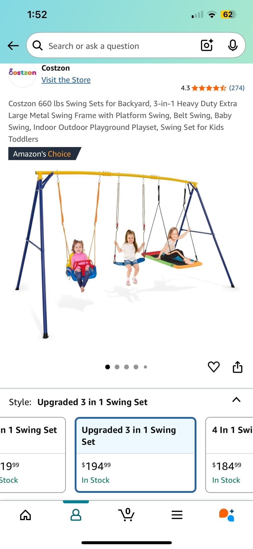 Brand New Swing Set 3-in-1