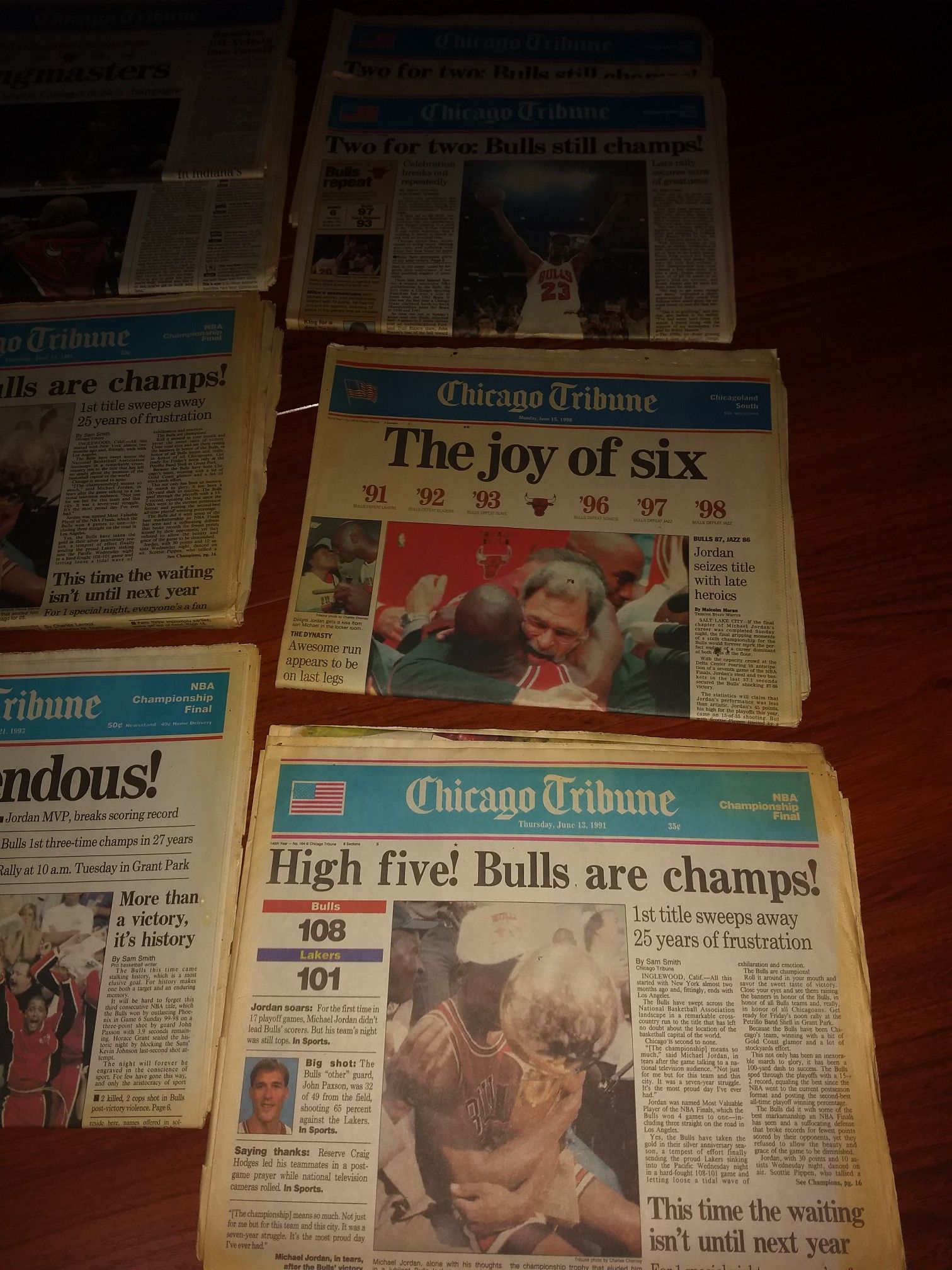 Chicago bulls all of their championships complete newspapers and