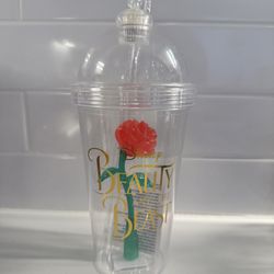 Disney Beauty and the Beast Rose Light Up Tumbler w/Straw