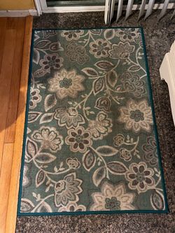 Teal Floral Accent Rug