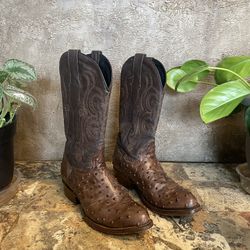 Ostrich Print Cowboy Western Boots