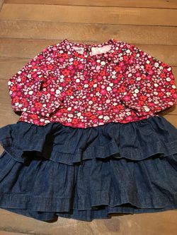 12m Wonderkids L/S floral chambray ruffle dress - $5!!