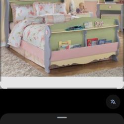 full size  girl bed frame  and box spring 