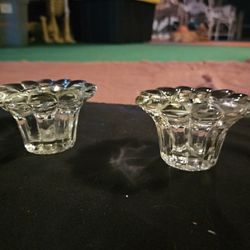 24% Lead Crystal Candle Holders for Taper Candles or Votives ~ Boxed Set of Two
