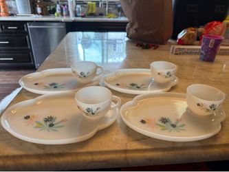 Milk glass tea set