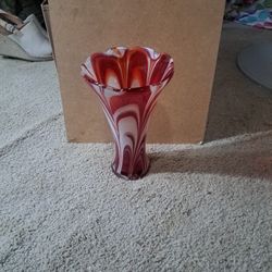 Red & White Art Glass Vase