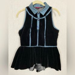 Vintage Kenzo Velvet Suede Silk Lined Sleeveless Peplum Dress Top Sz 38