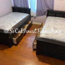 Twin Bed With Drawers And Mattress 