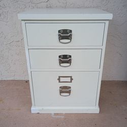 White Wood File Cabinet 
