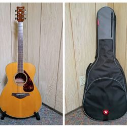 Yamaha FS720S-DSR Solid Spruce Top Folk Acoustic Guitar with RR1AG Gig Bag Case