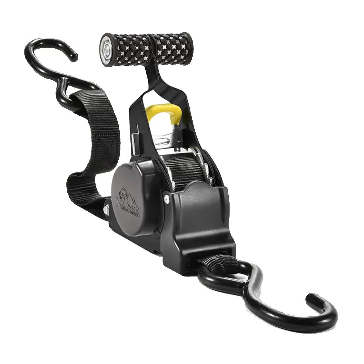 Heavy-duty cargo strap with automatic retraction, no assembly required, free extension and contraction