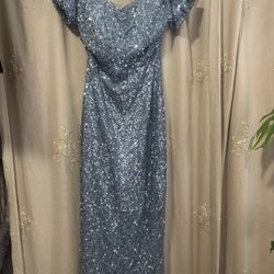 Blue Long Sequence Dress