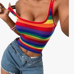 Rainbow Pride Tank Crop Top  Size M New