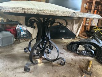 Round Marble Top Wrought Iron Dining Table