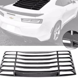 Fits 16-22 Chevy Camaro IKON Style Rear Window Louvers Cover Carbon Fiber Print