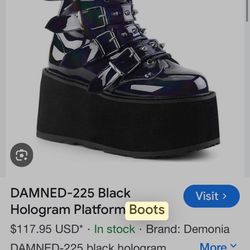 Demonia Damned 225 Woman Size 8 Hologram Boots