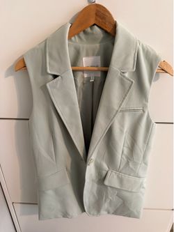 Avec Les Filles Vest- Sleeveless Blazer Fit Oversized Mauve Key-lime- $25