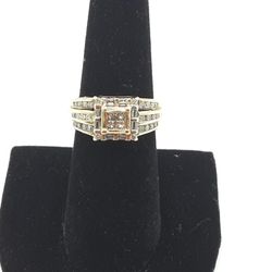 Lady's Gold-Diamond Anniversary Ring 40 Diamonds .84 Carat T.W. 10K Yellow Gold