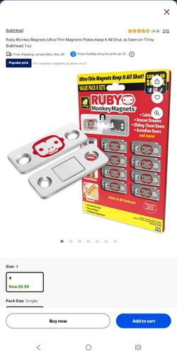 New • Ruby Monkey Magnet Set For House-$2