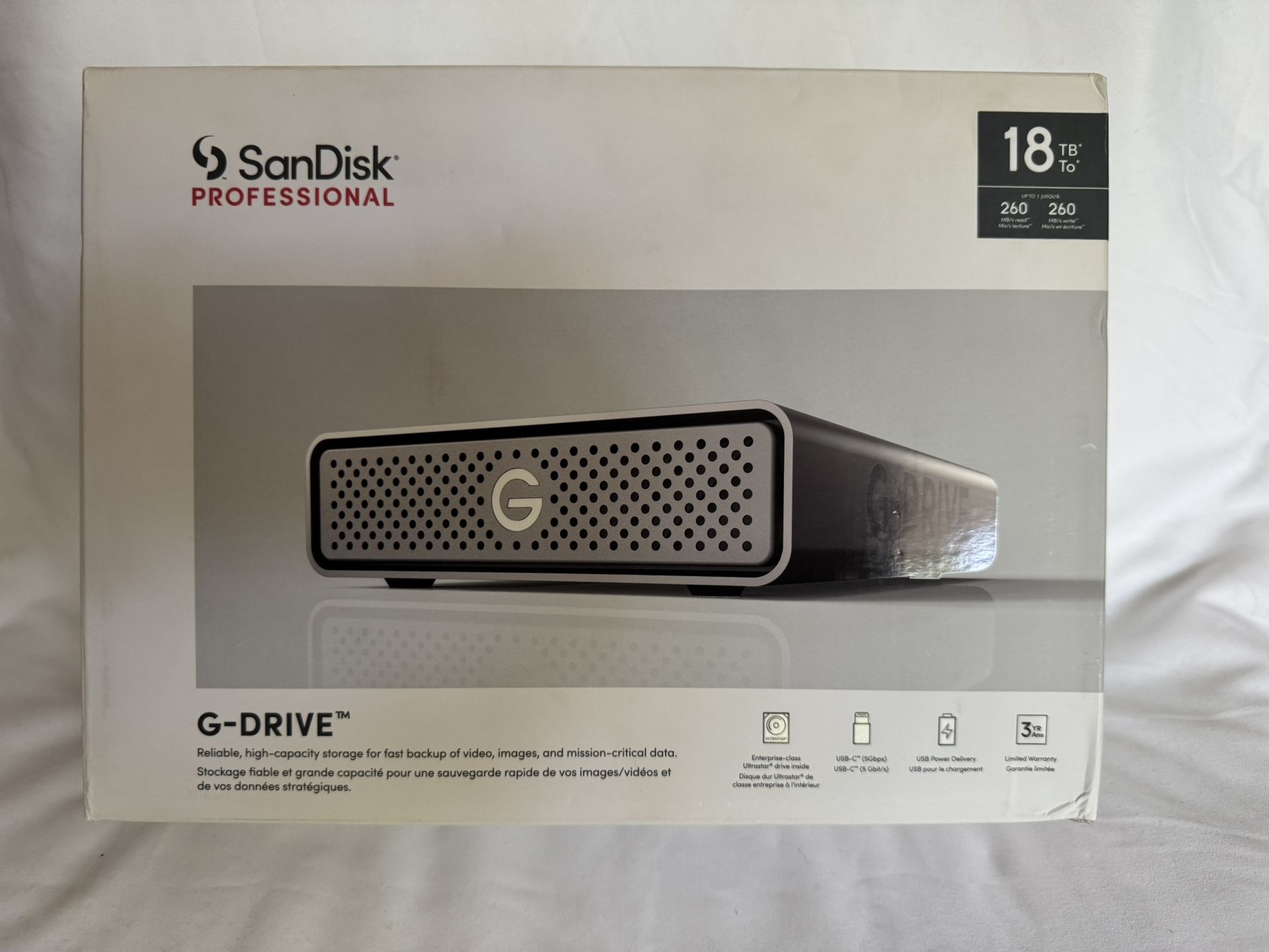 New SanDisk G-DRIVE 18TB External Hard Drive USB-C 7200RPM Sealed