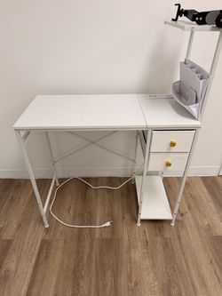 White Folding Desk with Side Drawers
