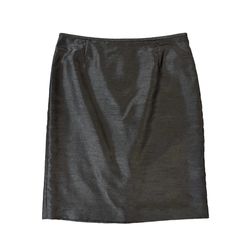 Preston & York Black Pencil Straight Skirt Back Zipper Size 10 Shiny Lined