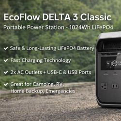 EcoFlow DELTA 3 Classic Portable Power Station 1024Wh LiFePO4 Battery – New
