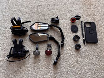 Bike Mirrors, Bell, Reflectors, Pedals, Phone Mount, iPhone 15 Pro Max Case