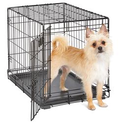 MidWest Homes For Pets 24-Inch ICrate For Small Breeds, 12-20 Lbs, Single Door Folding Dog Crate W