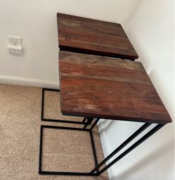 (Set of 2)Rustic Industrial Side Tables
