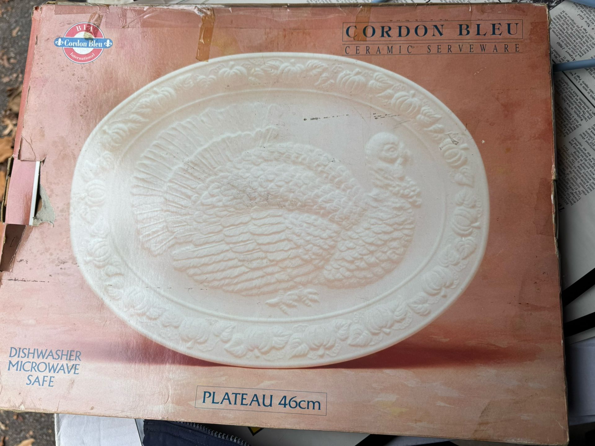 Turkey Platter Serving Tray  Thanksgiving Oval White Ceramic 