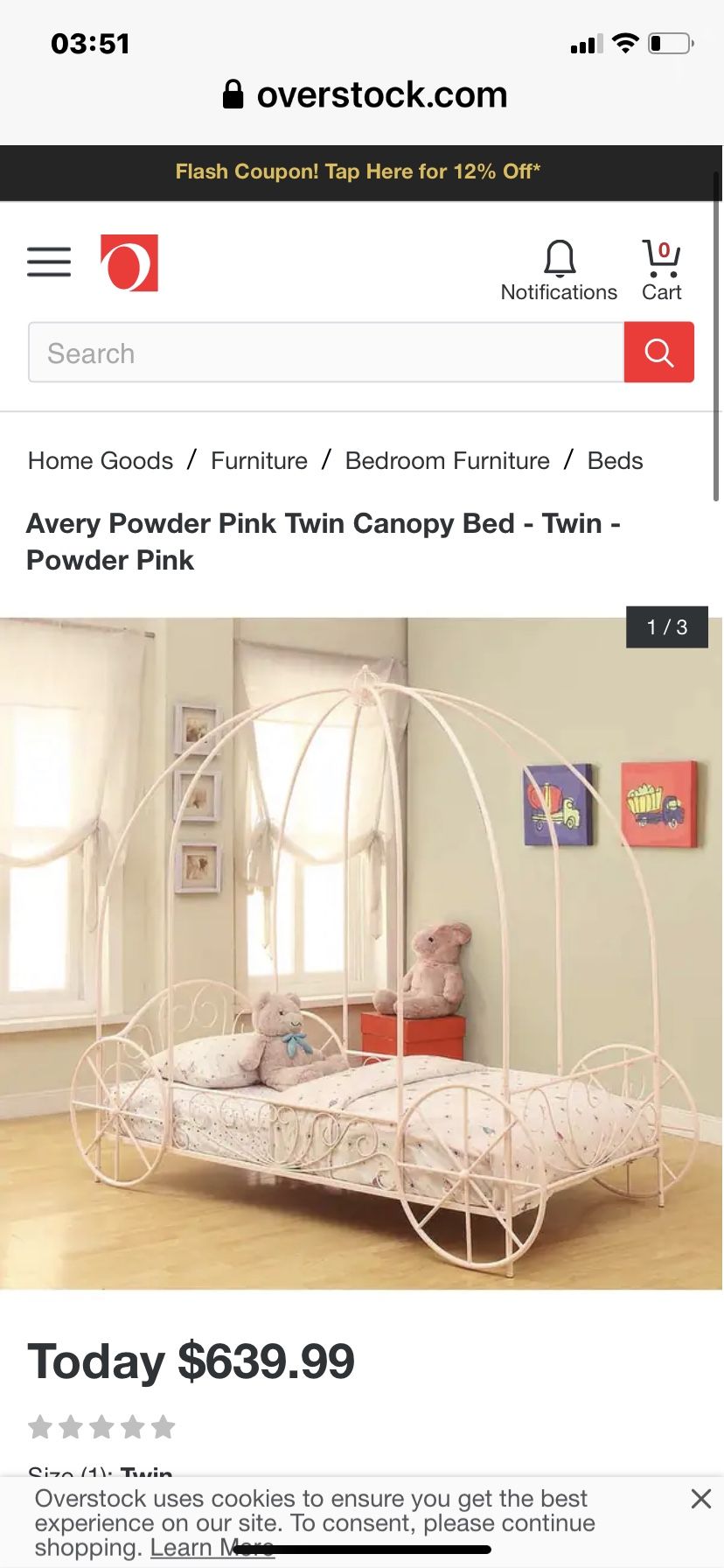 Twin Pink Cinderella Bed 