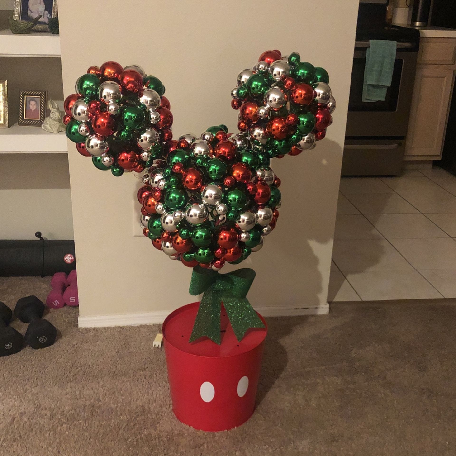 Disney Mickey Mouse Lighted Christmas  Topiary Set Of 2 